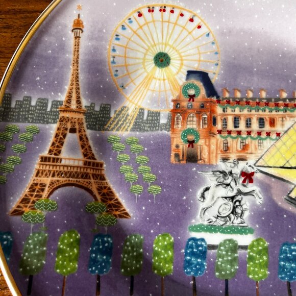 NEW Anthropologie Holiday in the City Stoneware Dessert Plate 2023 Christmas - Picture 4 of 7